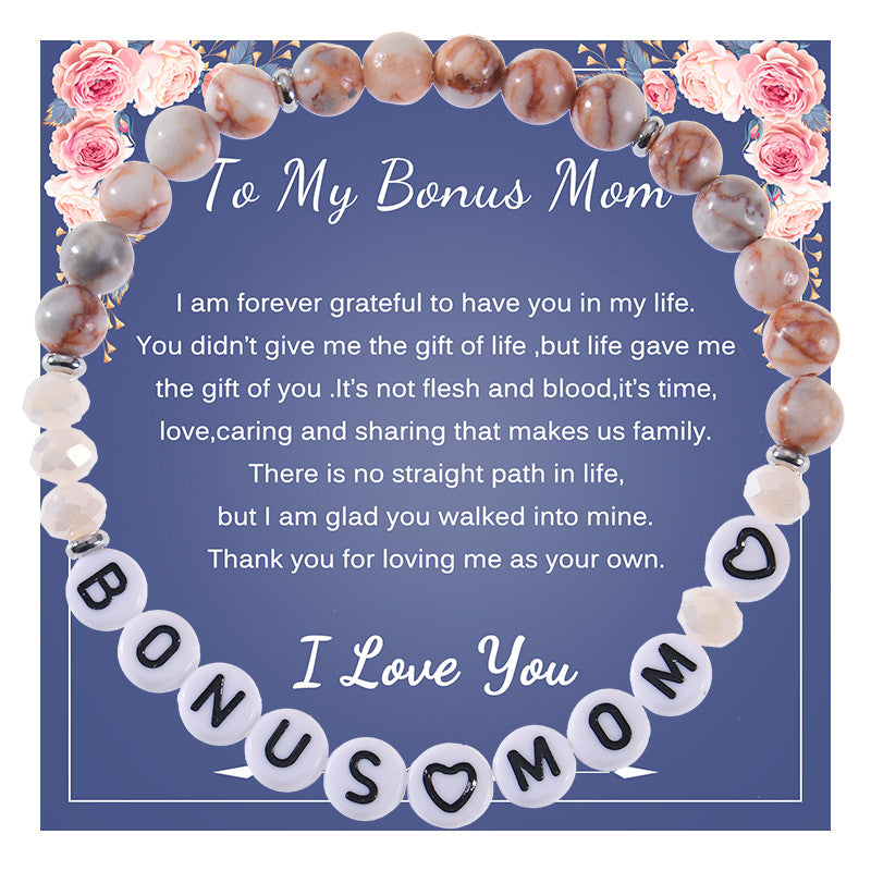 Wholesale Mother's Day Alphabet Natural Stone Beaded Bracelet